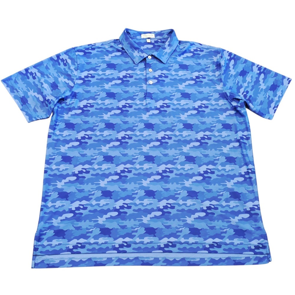 Peter Millar Summer Comfort Golf Polo Mens 2XL Blue Camo Performance Shirt
